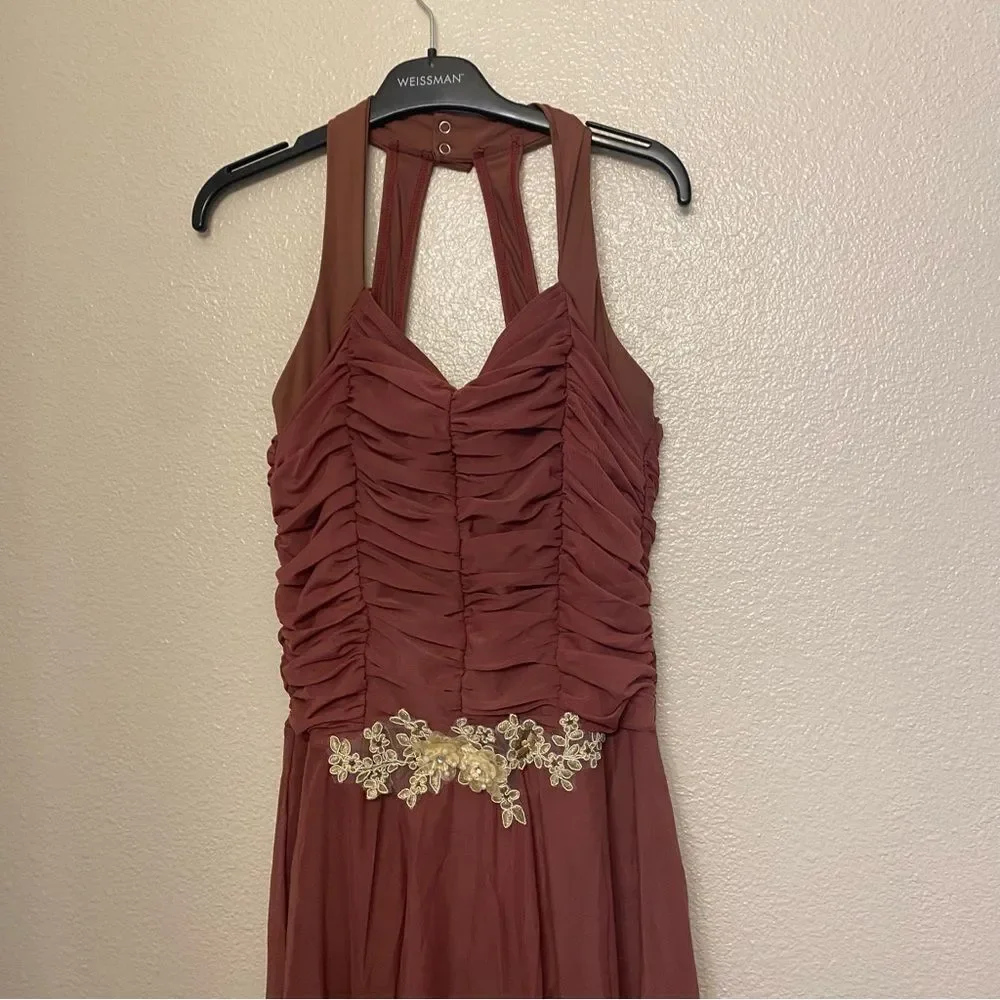 Weissman Dance costume red mauve dress beaded Touching Heaven 13434 LA adult